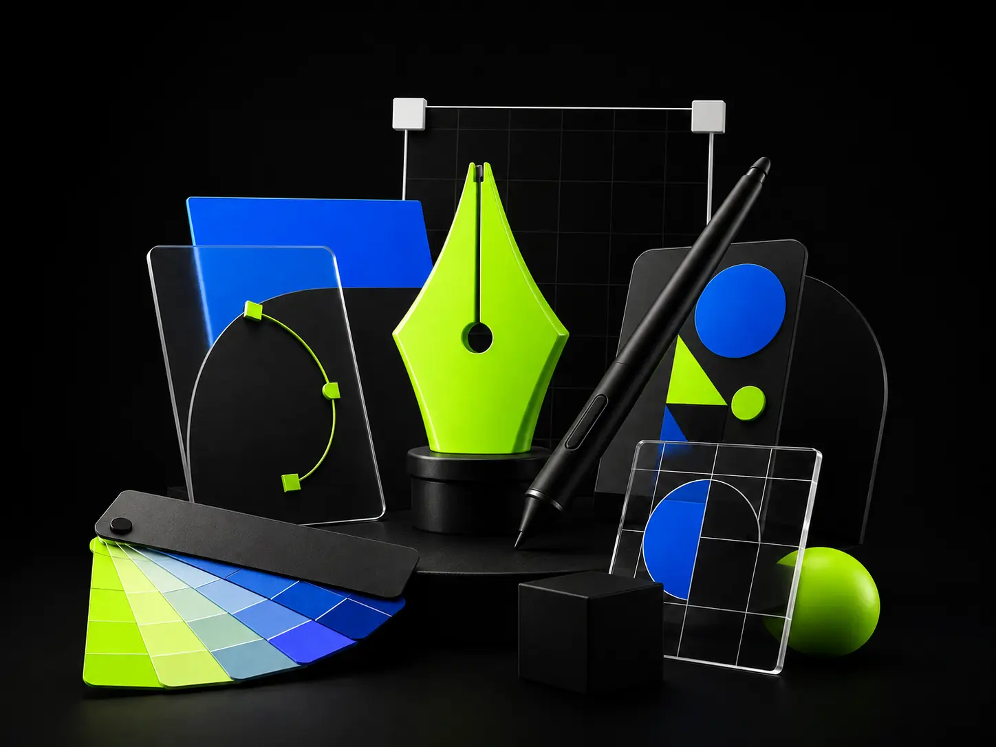 Graphic design tools and creative workspace