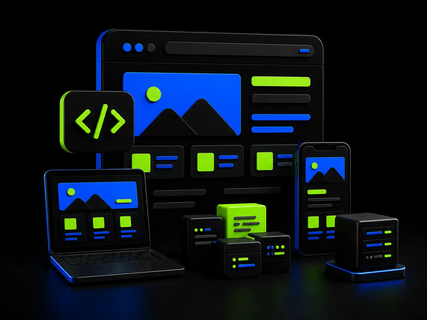 Responsive web development and coding interface